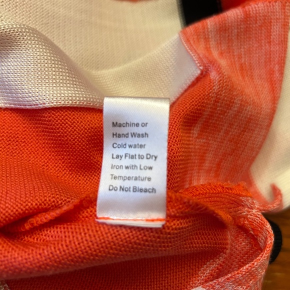 Ming Wang Women's Open Cardigan, Coral, White and Black, Size XS - Picture 7 of 7